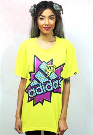 1990S VINTAGE BRANDED VIBRANT YELLOW POP ART PRINT T-SHIRT