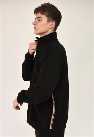 G&G UNISEX BLACK RAINBOW RIBBON 1/4 ZIP SWEAT