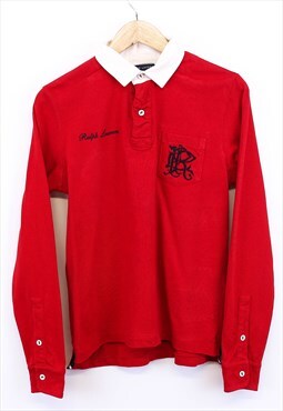 Vintage Ralph Lauren Polo Shirt Red Collared With Chest Logo
