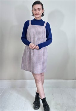 Vintage 90's Blue and Red Gingham Pinafore Dress
