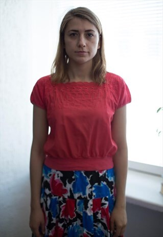 VINTAGE 90'S PINK SHORT SLEEVED CROP TOP
