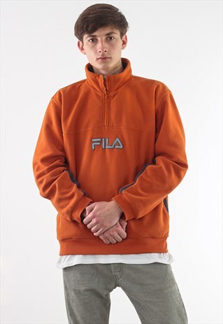 VINTAGE FILA PULLOVER HALF ZIP JACKET PILE 90S ORANGE