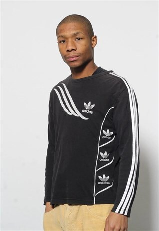 VINTAGE ADIDAS LONG SLEEVE T-SHIRT BLACK