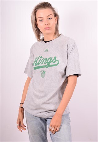 ADIDAS WOMENS VINTAGE T-SHIRT TOP SMALL GREY 90'S