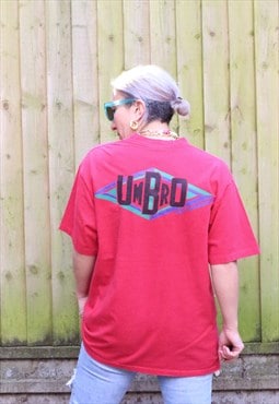 Vintage 1990s Rare Single stitch Umbro t shirt in pink