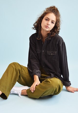 90'S RETRO OVERSIZED GRUNGE CORDUROY SHIRT TOP