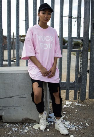 NEW IN - YUCK FOU BABY PINK TEE