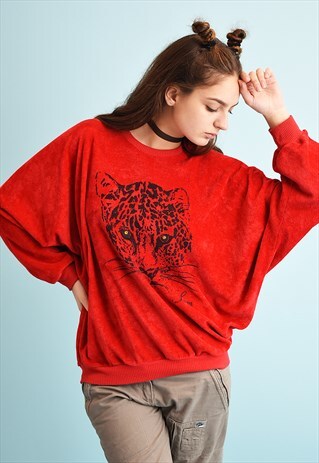 80'S RETRO ATHLEISURE ANIMAL PRINT SWEATSHIRT JUMPER