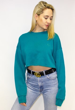 VINTAGE 90'S AQUA USA TEAM CROPPED SWEATSHIRT