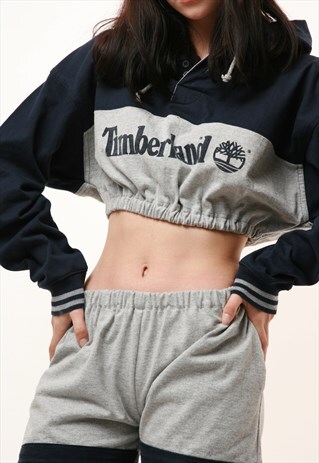 VINTAGE TIMBERLAND REWORK CROP TOP SHORTS RW35