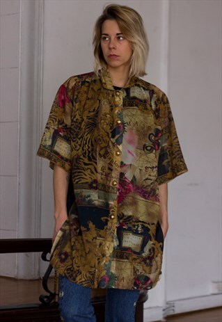 VINTAGE 80' AMAZING BEAUTIFUL COLOFRUL ELEGANT SHIRT