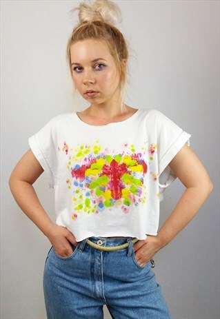 REWORKED HAND-PAINTED "RORSCHACH" FESTIVAL CROP TOP