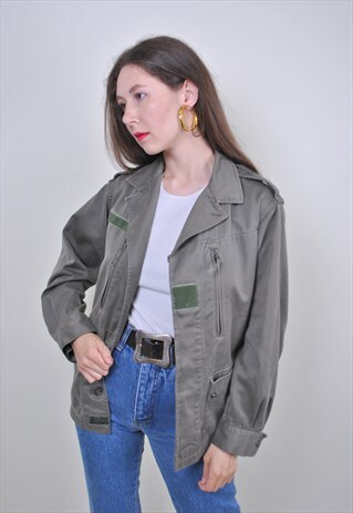 90S MILITARY JACKET, VINTAGE KHAKI GREEN HERITAGE JACKET