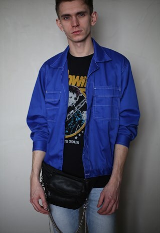 90S VINTAGE BLUE WORKWEAR SHIRT . UNISEX