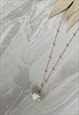 Gold Cream Faux Natural Shell Dainty Charm Pendant  Necklace