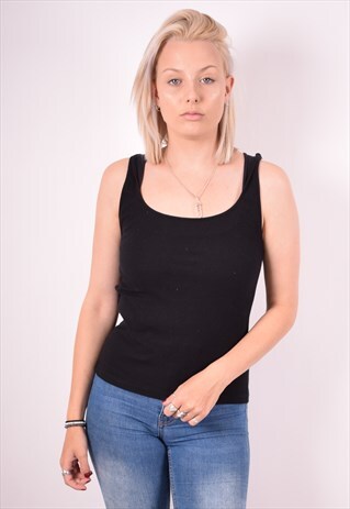 CALVIN KLEIN WOMENS VINTAGE VEST TOP MEDIUM BLACK 90S