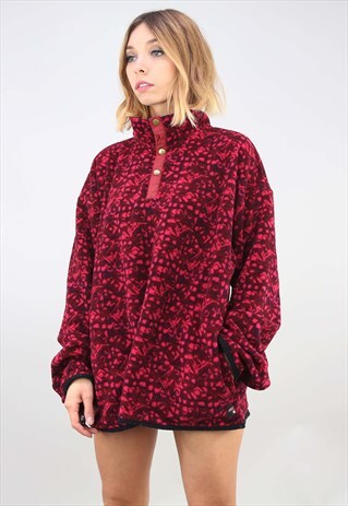 VINTAGE OVERSIZED SNC 1/4 MULTICOLOUR PATTERNED FLEECE