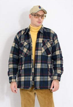 Vintage 90s shacket in plaid lumberjack working jacket