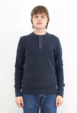 S Vintage Men Jumper Sweater Pullover Button Sweatshirt Top
