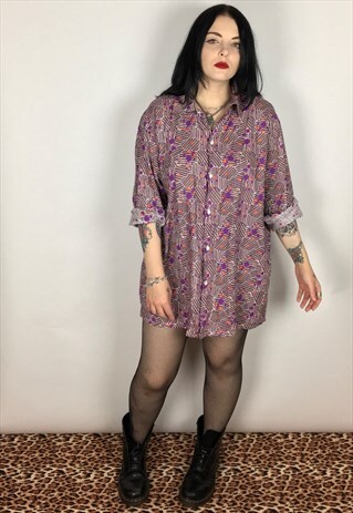 VINTAGE GRUNGE STYLE ABSTRACT PRINT SHIRT