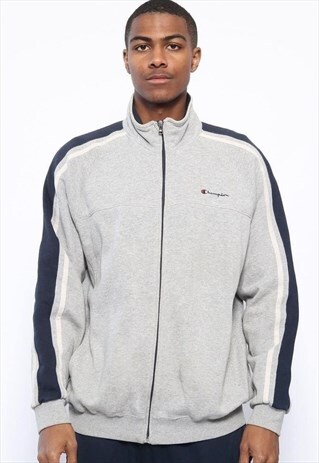 VINTAGE CHAMPION BIG LOGO FULL ZIP SWEATSHIRT GREY