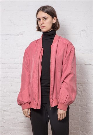 VINTAGE PINK SILK BOMBER JACKET