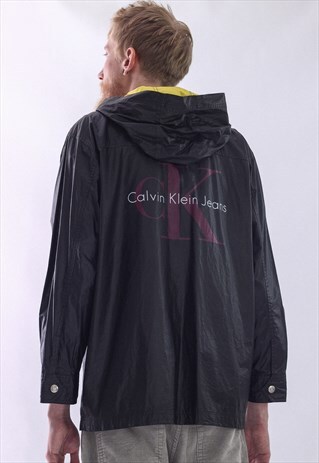 VINTAGE MENS CALVIN KLEIN BIG LOGO WINDBREAKER JACKET