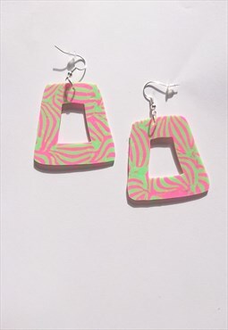 Acid Zebra Handmade Polymer Clay Doorknocker Earrings