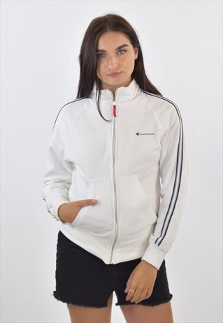 VINTAGE 90S WHITE CHAMPION ZIP UP TRACKSUIT TOP