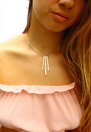 STERLING SILVER FRINGE NECKLACE WITH EXTENDER
