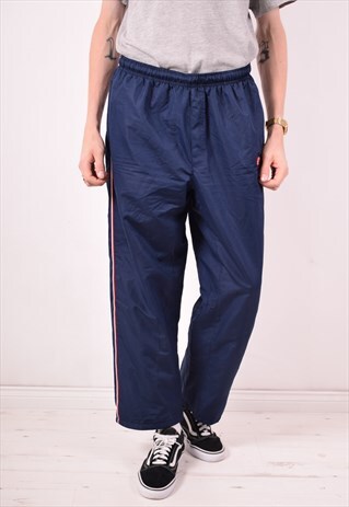 NIKE MENS VINTAGE TRACKSUIT TROUSERS LARGE BLUE 90S