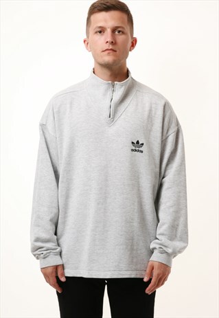 90S VINTAGE ADIDAS COTTON 1/4 ZIP TOP JUMPER 15843