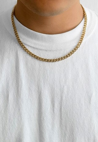 54 Floral 6mm 24" 8K Gold Plated Curb Necklace Chain 