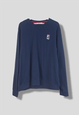 Vintage Fila Sweatshirt Print logo in Blue XL