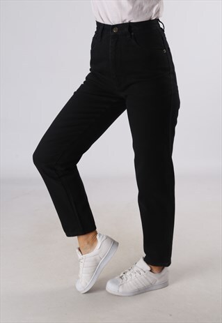 VINTAGE HIGH WAISTED DENIM JEANS TAPERED LEG UK 8 (C3K)