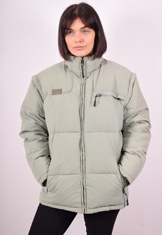 FILA WOMENS VINTAGE PADDED JACKET MEDIUM KHAKI 90S