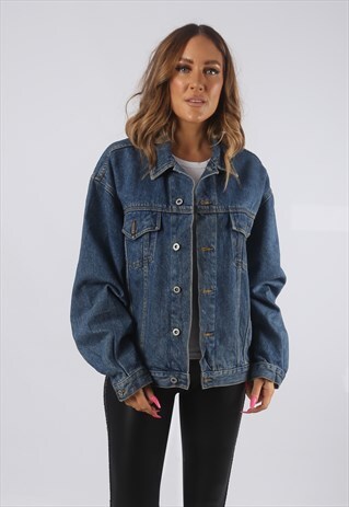VINTAGE DENIM JACKET OVERSIZED FITTED UK 16 XL (HDQ)