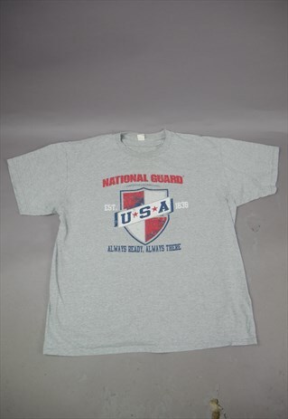 VINTAGE NATIONAL GUARD USA GRAPHIC T-SHIRT IN GREY