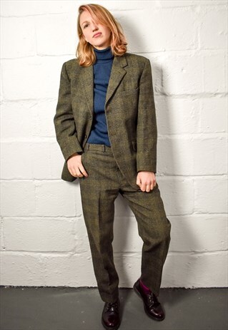 VINTAGE 70S CHECK WOOL TROUSER SUIT