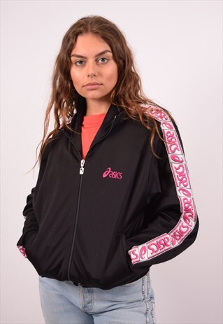 VINTAGE ASICS TRACKSUIT TOP JACKET BLACK