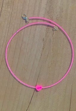 Y2K Pink Love Heart Necklace 