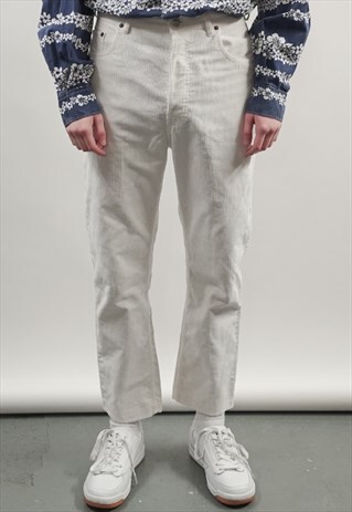 VINTAGE 80'S LEVI'S WHITE HEAVY CORDUROY JEANS