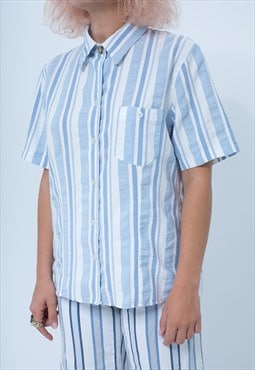 Vintage Baby Blue Stripped Pocket Shirt