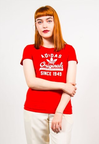 VINTAGE 90'S RED ADIDAS SHORT SLEEVE T-SHIRT