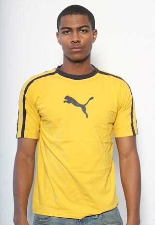 VINTAGE PUMA LOGO T-SHIRT YELLOW BLUE