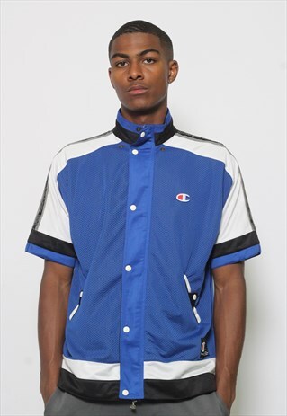 VINTAGE CHAMPION SHORT SLEEVE TRACK JACKET BLUE