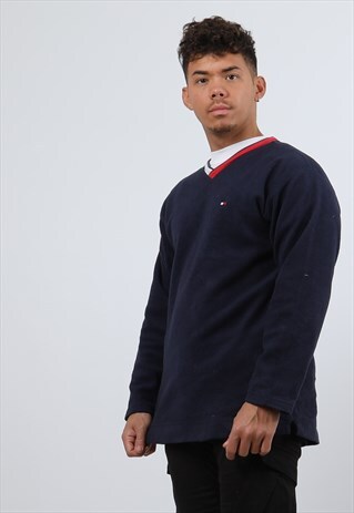 VINTAGE TOMMY HILFIGER MEDIUM BLUE FLEECE SWEATSHIRT