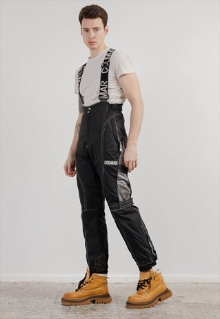 Vintage 90s Colmar Black Technical Ski Suspender Pants M