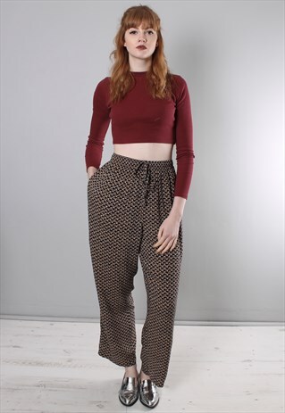 VINTAGE 90S PATTERNED HIGH WAISTED CULOTTE TROUSERS