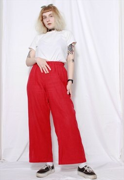 90s vintage grunge high waist red ankle wide-leg stud pants